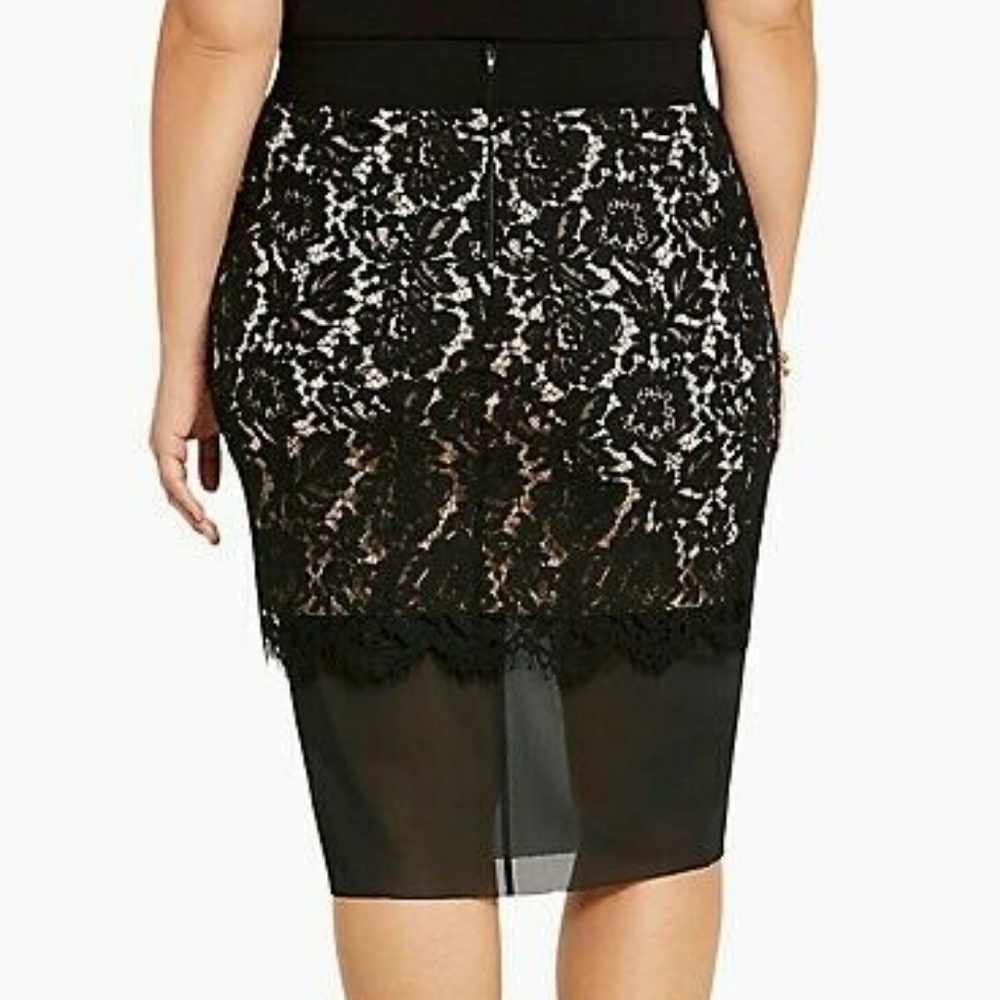 Torrid Pencil Skirt Plus Size 0X Blk Lace - Picture 3 of 3